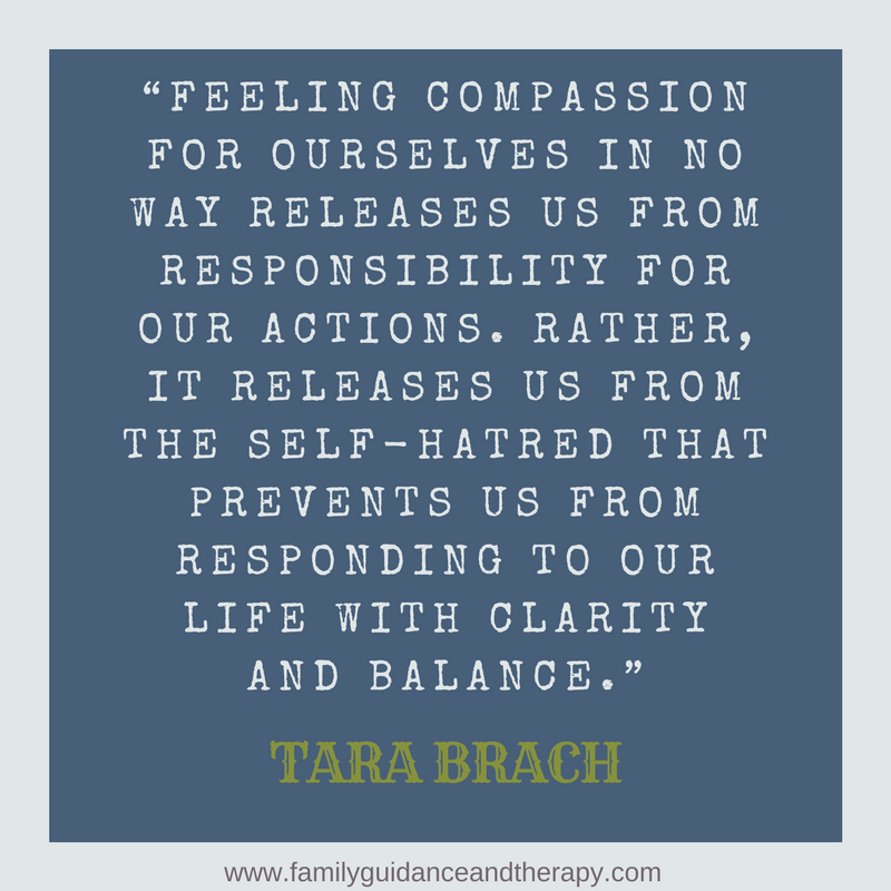 Feeling compassion for ourselves in no way releases us from responsibility for our actions. Rather, it releases us from the self-hatred that prevents us from responding to our life with clarity and balance. - Tara Brach
