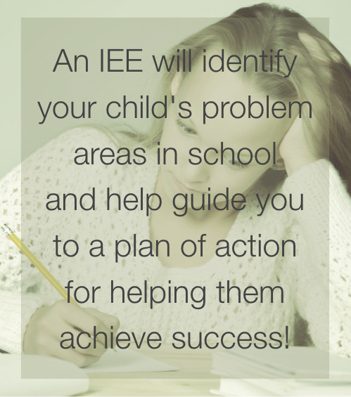 An IEE will identify your child's problem areas in school and help guide you to a plan of action for helping them achieve success.